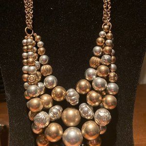 Vintage gold/silver faux , four strand bead necklace